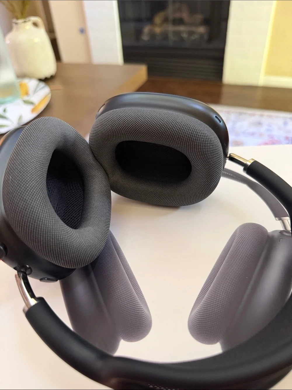 Apple AirPods Max in Space Gray with Black Case and White Cable